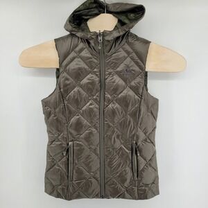 Gerry Womens Small Quilted Duck Down Vest Hooded Reversible